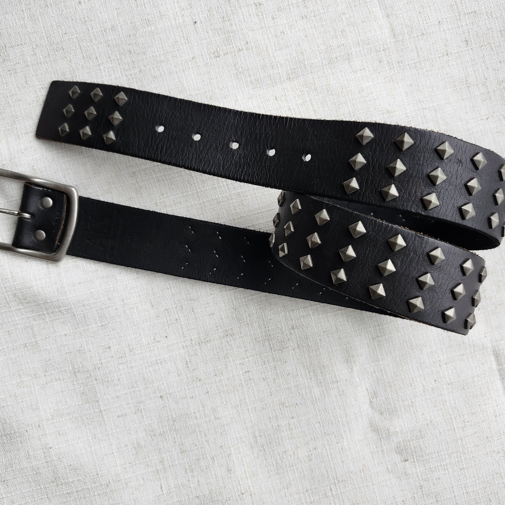 Armani Exchange Black Leather Studded Belt Bag